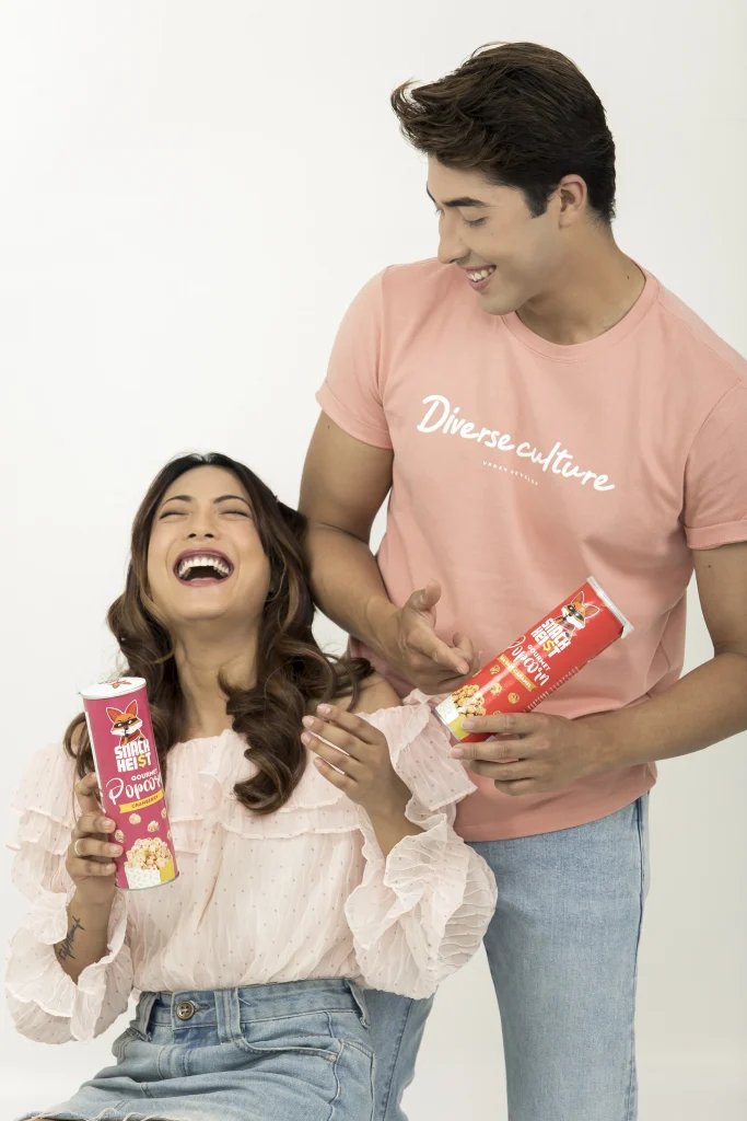 Commercial beauty campaign with a brightly packaged product